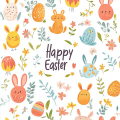 Fototapeta premium Happy Easter - wielkanocna kartka - życzenia