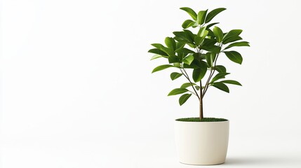 Fototapeta premium Indoor plant care potted tree home space decor minimalist style calm atmosphere