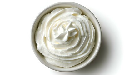 Swirl of sour cream in bowl isolated on white