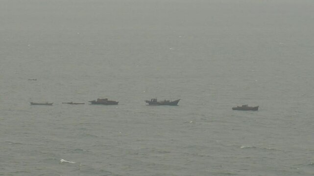 North Korean fishermen boats, Nampo, North Korea