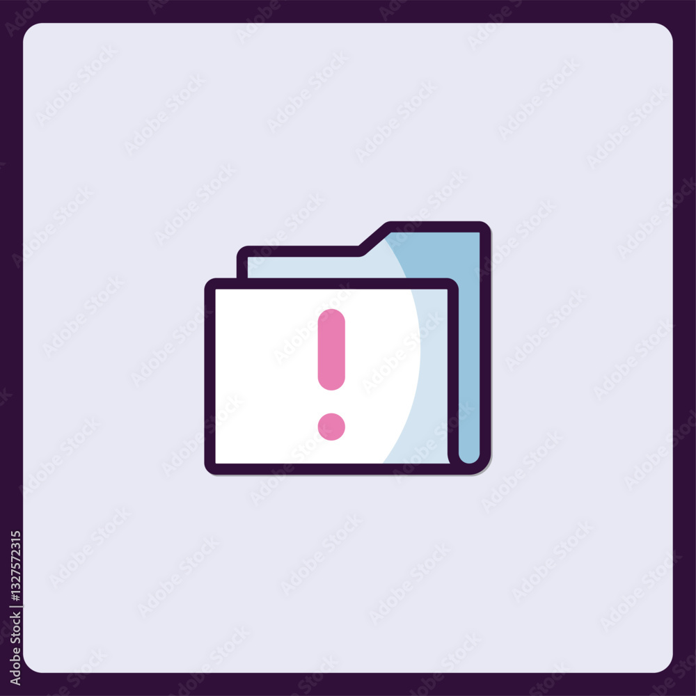Poster alert icon on folder emphasizing system error or important notification