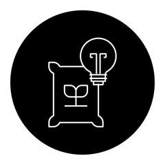 Light bulb with a crop bag representing agricultural technology, sustainable farming, and organic food production