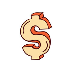 Dollar Symbol hand draw doodle Vector icon