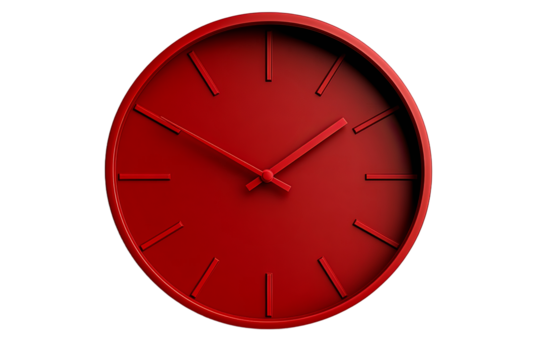 Modern red wall clock with minimalist design