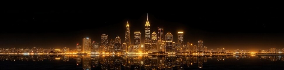 Obraz premium Golden Utah skyline, elegant black background, abstract, night