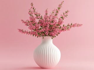 Pink Flowers in White Vase
