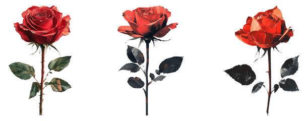 Elegant Rose Set on Transparent Background for Design Projects