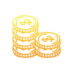 Coin Stock hand draw doodle  Vector icon