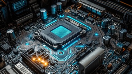 Fototapeta premium High-Tech CPU on Circuit Board