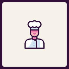 Charming chef icon wearing a toque for menu or cooking app design