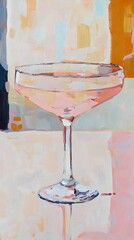 Elegant Cocktail Painting: An artistic rendering of a sophisticated cocktail in a champagne glass, offering a burst of color and capturing the essence of social events.