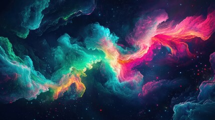 Colorful cosmic clouds create an ethereal and magical nebula view