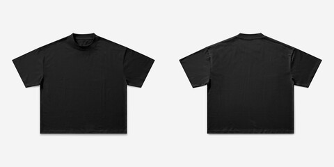 black boxy fit tees front and back side high resolution