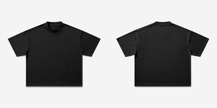 black boxy fit tees front and back side high resolution