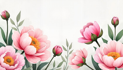 Elegant pastel peonies in full bloom, serene botanical beauty