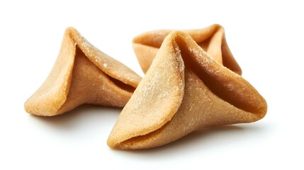 Fortune cookie with blank slip isolated on white