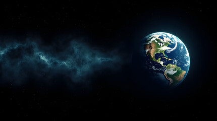 Obraz premium Stunning Blue Earth Planet View from Space with Dramatic Cosmic Nebula