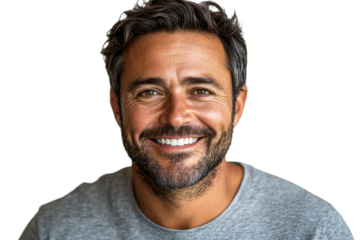 Man with a bright smile on a transparent background