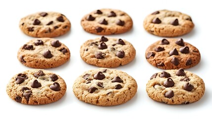 Collection of half chocolate chip cookies