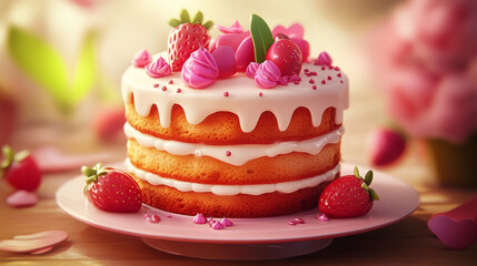 Cartoon cake fresh tasty dessert sweet pastry pie vector illustration gourmet homemade delicious