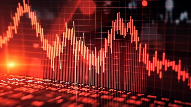 Financial Market Crash Visualized with a Red Stock Chart Showing Downward Trend