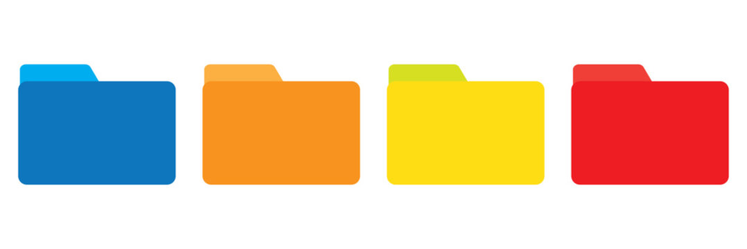 Set of icon folder computer file  document binder data archive. File folder vector icons. Office folder icon with documents. 