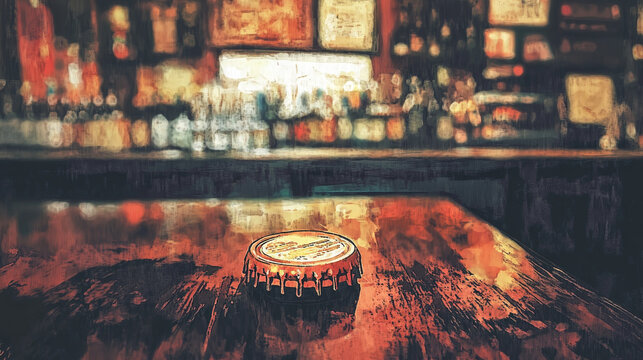 Craft beer cap pub sketch vector illustration.