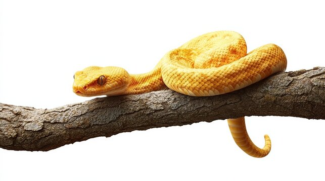 Captivating close-up of a yellow python snake in a wildlife photography studio