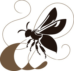 Silhouette of a spider and other insects in a black and nature-inspired design with floral elements and a web, perfect for a Halloween tattoo or symbol illustration