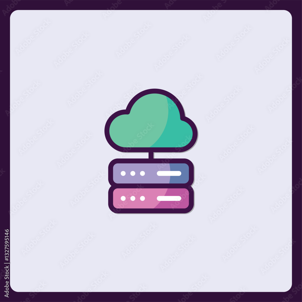 Poster stylized cloud server vector icon representing network computing structure