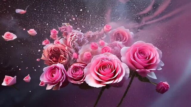 Romantische Rosenbl&uuml;ten mit dunklem Hintergrund