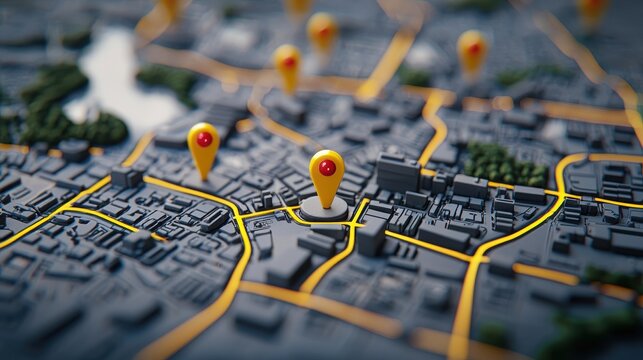Closeup exploration of urban navigation maps visual guide to key location points