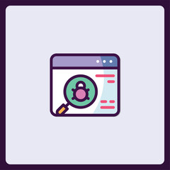 Cybersecurity vulnerability scan, website security analysis and threat detection icon