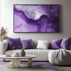 purple sofa in a room