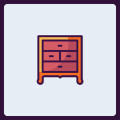 Elegant Orange Frame Dresser Icon with Stylish Design and Soft Background