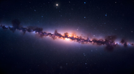 Naklejka premium Dramatic Milky Way Galaxy Night Sky Stars Dust Astrophotography