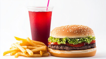 Set of fast food vector on white background