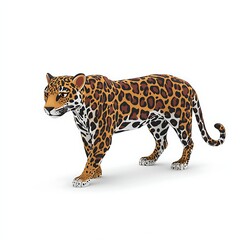 Obraz premium Jaguar prowling, white background, studio, wildlife, animal, safari