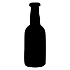 Minimalist Beer Bottle Silhouette on Transparent Background for Creative Designs