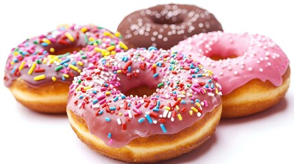 Sweet strawberry glazed donuts with sprinkles