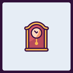 Stylized antique clock icon with detailed design and precise time depiction