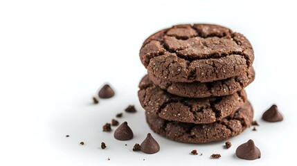 Chocolate cookies on white background
