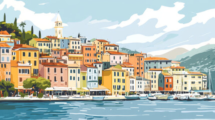Obraz premium Hotels buildings tourist travelers places vacation time apartment urban town facade vector illustration.