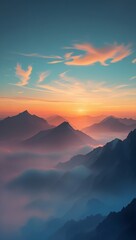 Sunset over mountains wallpaper