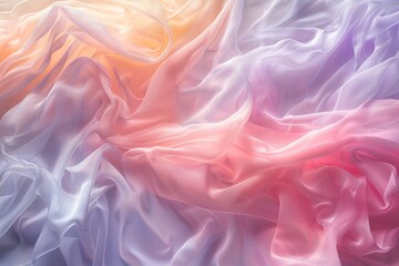 Obraz premium Soft Gradient Silk Fabric Draped in Pastel Colors Ideal for Fashion Textile Design and Backg