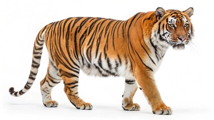 Obraz premium Indochinese Tiger in full view on white studio background