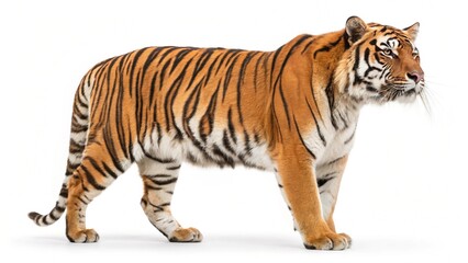 Obraz premium Indochinese Tiger in full view on white studio background