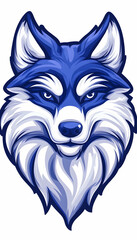 Blue wolf mascot head illustration