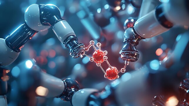 Ai driven molecular assemblers creating objects raw elements hyper realistic futuristic nano tech innovation