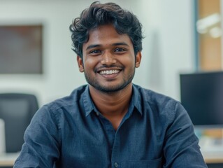 Smiling Indian male in business setting